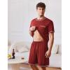 Ekouaer Men’s Pajamas Set Casual Short Sleeve Shirts and Shorts Soft 2 Piece Loungewear With Pockets(Wine Red)