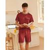 Ekouaer Men’s Pajamas Set Casual Short Sleeve Shirts and Shorts Soft 2 Piece Loungewear With Pockets(Wine Red)
