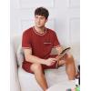 Ekouaer Men’s Pajamas Set Casual Short Sleeve Shirts and Shorts Soft 2 Piece Loungewear With Pockets(Wine Red)