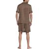 Ekouaer Mens Satin Pajamas Set Button-Down Short Sleeve Shirt Top Soft Silk Sleepwear Shorts with Pockets(Geometric Gold)