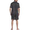 Ekouaer Mens Satin Pajamas Set Button-Down Short Sleeve Shirt Top Soft Silk Sleepwear Shorts with Pockets(Geometric Yellow)