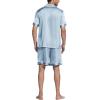 Ekouaer Mens Satin Pajamas Set Button-Down Short Sleeve Shirt Top Soft Silk Sleepwear Shorts with Pockets(Ice Blue)