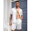 Ekouaer Mens Satin Pajamas Set Button-Down Short Sleeve Shirt Top Soft Silk Sleepwear Shorts with Pockets(White)