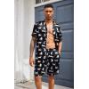 Ekouaer Mens Satin Pajamas Set Button-Down Short Sleeve Shirt Top Soft Silk Sleepwear Shorts with Pockets(White Leopard)