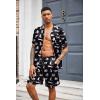 Ekouaer Mens Satin Pajamas Set Button-Down Short Sleeve Shirt Top Soft Silk Sleepwear Shorts with Pockets(White Leopard)