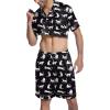 Ekouaer Mens Satin Pajamas Set Button-Down Short Sleeve Shirt Top Soft Silk Sleepwear Shorts with Pockets(White Leopard)
