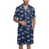 Ekouaer Mens Satin Pajamas Set Button-Down Short Sleeve Shirt Top Soft Silk Sleepwear Shorts with Pockets(Zebra Print)