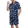 Ekouaer Mens Satin Pajamas Set Button-Down Short Sleeve Shirt Top Soft Silk Sleepwear Shorts with Pockets(Zebra Print)