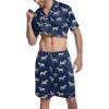 Ekouaer Mens Satin Pajamas Set Button-Down Short Sleeve Shirt Top Soft Silk Sleepwear Shorts with Pockets(Zebra Print)