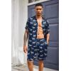 Ekouaer Mens Satin Pajamas Set Button-Down Short Sleeve Shirt Top Soft Silk Sleepwear Shorts with Pockets(Zebra Print)