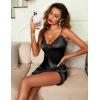Ekouaer Nightgown Satin Lingerie Sleeveless Sleep Dress Babydoll Nightie Slip Chemise(A Black)