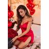 Ekouaer Nightgown Satin Lingerie Sleeveless Sleep Dress Babydoll Nightie Slip Chemise(Red)