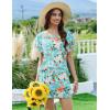 Ekouaer Pajama Set for Women 2 Piece Lounge Set Short Sleeve Pjs Tops and Shorts Soft Sleepwear S-XXL(Green Flowers)