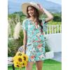Ekouaer Pajama Set for Women 2 Piece Lounge Set Short Sleeve Pjs Tops and Shorts Soft Sleepwear S-XXL(Green Flowers)