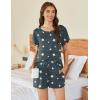 Ekouaer Pajama Set for Women 2 Piece Lounge Set Short Sleeve Pjs Tops and Shorts Soft Sleepwear S-XXL(Grey Stars)