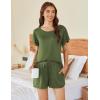 Ekouaer Pajama Set for Women 2 Piece Lounge Set Short Sleeve Pjs Tops and Shorts Soft Sleepwear S-XXL(Solid-army Green)