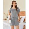 Ekouaer Pajama Set for Women 2 Piece Lounge Set Short Sleeve Pjs Tops and Shorts Soft Sleepwear S-XXL(Solid-light Grey)