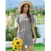 Ekouaer Pajama Set for Women 2 Piece Lounge Set Short Sleeve Pjs Tops and Shorts Soft Sleepwear S-XXL(Solid-light Grey)