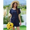 Ekouaer Pajama Set for Women 2 Piece Lounge Set Short Sleeve Pjs Tops and Shorts Soft Sleepwear S-XXL(Solid-navy)