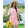 Ekouaer Pajama Set for Women 2 Piece Lounge Set Short Sleeve Pjs Tops and Shorts Soft Sleepwear S-XXL(Solid-pink)