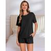 Ekouaer Pajama Set for Women Viscose from Bamboo Short Sleeve Tops and Shorts Set 2 Piece Lounge Set(Black)