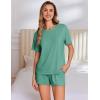Ekouaer Pajama Set for Women Viscose from Bamboo Short Sleeve Tops and Shorts Set 2 Piece Lounge Set(Green)