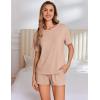 Ekouaer Pajama Set for Women Viscose from Bamboo Short Sleeve Tops and Shorts Set 2 Piece Lounge Set(Khaki)
