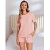 Ekouaer Pajama Set for Women Viscose from Bamboo Short Sleeve Tops and Shorts Set 2 Piece Lounge Set(Pink)