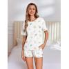 Ekouaer Pajama Set for Women Viscose from Bamboo Short Sleeve Tops and Shorts Set 2 Piece Lounge Set(White-flowers)