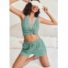 Ekouaer Pajama Sets for Women 2 Piece Tank Top and Shorts Waffle Knit Lounge Set with Lace V-neck PJ Loungewear(Light Green)