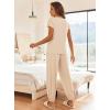 Ekouaer Pajamas for Women 2 Piece Lounge Sets Cap Sleeve Loungewear Top with Joggers Pants S-XXL(Beige)