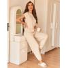 Ekouaer Pajamas for Women 2 Piece Lounge Sets Cap Sleeve Loungewear Top with Joggers Pants S-XXL(Beige)