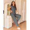 Ekouaer Pajamas for Women 2 Piece Lounge Sets Cap Sleeve Loungewear Top with Joggers Pants S-XXL(Dark Grey)