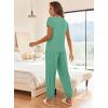 Ekouaer Pajamas for Women 2 Piece Lounge Sets Cap Sleeve Loungewear Top with Joggers Pants S-XXL(Gray Green)