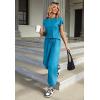 Ekouaer Pajamas for Women 2 Piece Lounge Sets Cap Sleeve Loungewear Top with Joggers Pants S-XXL(Lake Blue)