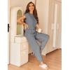 Ekouaer Pajamas for Women 2 Piece Lounge Sets Cap Sleeve Loungewear Top with Joggers Pants S-XXL(Light Grey)