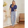 Ekouaer Pajamas for Women Set 2 Pack Lounge Set Short Sleeve Pjs Joggers Long Pants Loungepwear with Pockets(Blue Plaid+navy Plaid)