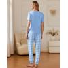 Ekouaer Pajamas for Women Set 2 Pack Lounge Set Short Sleeve Pjs Joggers Long Pants Loungepwear with Pockets(Blue Plaid+navy Plaid)