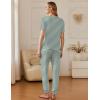 Ekouaer Pajamas for Women Set 2 Pack Lounge Set Short Sleeve Pjs Joggers Long Pants Loungepwear with Pockets(Green Stripe+red Heart)