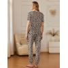 Ekouaer Pajamas for Women Set 2 Pack Lounge Set Short Sleeve Pjs Joggers Long Pants Loungepwear with Pockets(Leopard+black)
