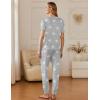 Ekouaer Pajamas for Women Set 2 Pack Lounge Set Short Sleeve Pjs Joggers Long Pants Loungepwear with Pockets(Light Gray Star+dark Gray)