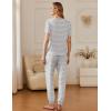 Ekouaer Pajamas for Women Set 2 Pack Lounge Set Short Sleeve Pjs Joggers Long Pants Loungepwear with Pockets(Light Gray Stripe+red Stripe)