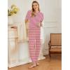 Ekouaer Pajamas for Women Set 2 Pack Lounge Set Short Sleeve Pjs Joggers Long Pants Loungepwear with Pockets(Light Gray Stripe+red Stripe)