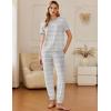 Ekouaer Pajamas for Women Set 2 Pack Lounge Set Short Sleeve Pjs Joggers Long Pants Loungepwear with Pockets(Light Gray Stripe+red Stripe)