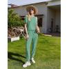Ekouaer Pajamas for Women Set 2 Pack Lounge Set Short Sleeve Pjs Joggers Long Pants Loungepwear with Pockets(Light Gray+green)