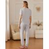 Ekouaer Pajamas for Women Set 2 Pack Lounge Set Short Sleeve Pjs Joggers Long Pants Loungepwear with Pockets(Light Gray+green)