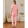 Ekouaer Pajamas for Women Set 2 Pack Lounge Set Short Sleeve Pjs Joggers Long Pants Loungepwear with Pockets(Prange Pink+dark Gray)