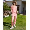 Ekouaer Pajamas for Women Set 2 Pack Lounge Set Short Sleeve Pjs Joggers Long Pants Loungepwear with Pockets(Prange Pink+dark Gray)