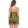 Ekouaer Pajamas for Women Set Silk Satin Pjs Sexy Lingerie Sleepwear Cami Shorts Set Summer Nightwear S-XXL(Army Green)