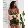 Ekouaer Pajamas for Women Set Silk Satin Pjs Sexy Lingerie Sleepwear Cami Shorts Set Summer Nightwear S-XXL(Army Green)